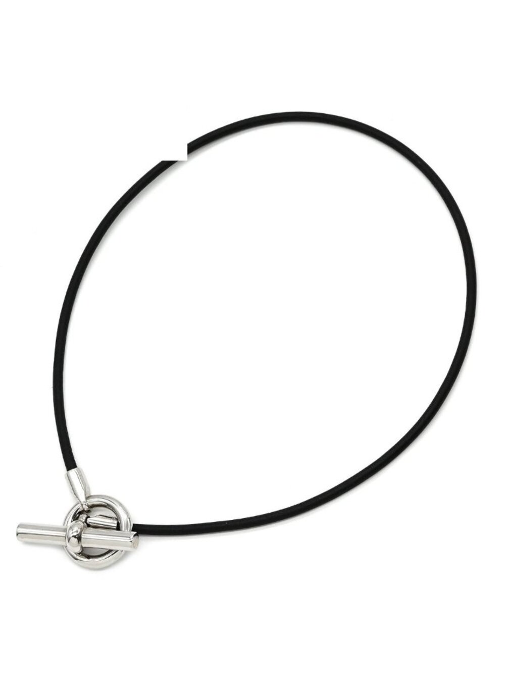 Hermes Bracelet Glenan Double Tour Veau Swift Metal Black Silver Choker